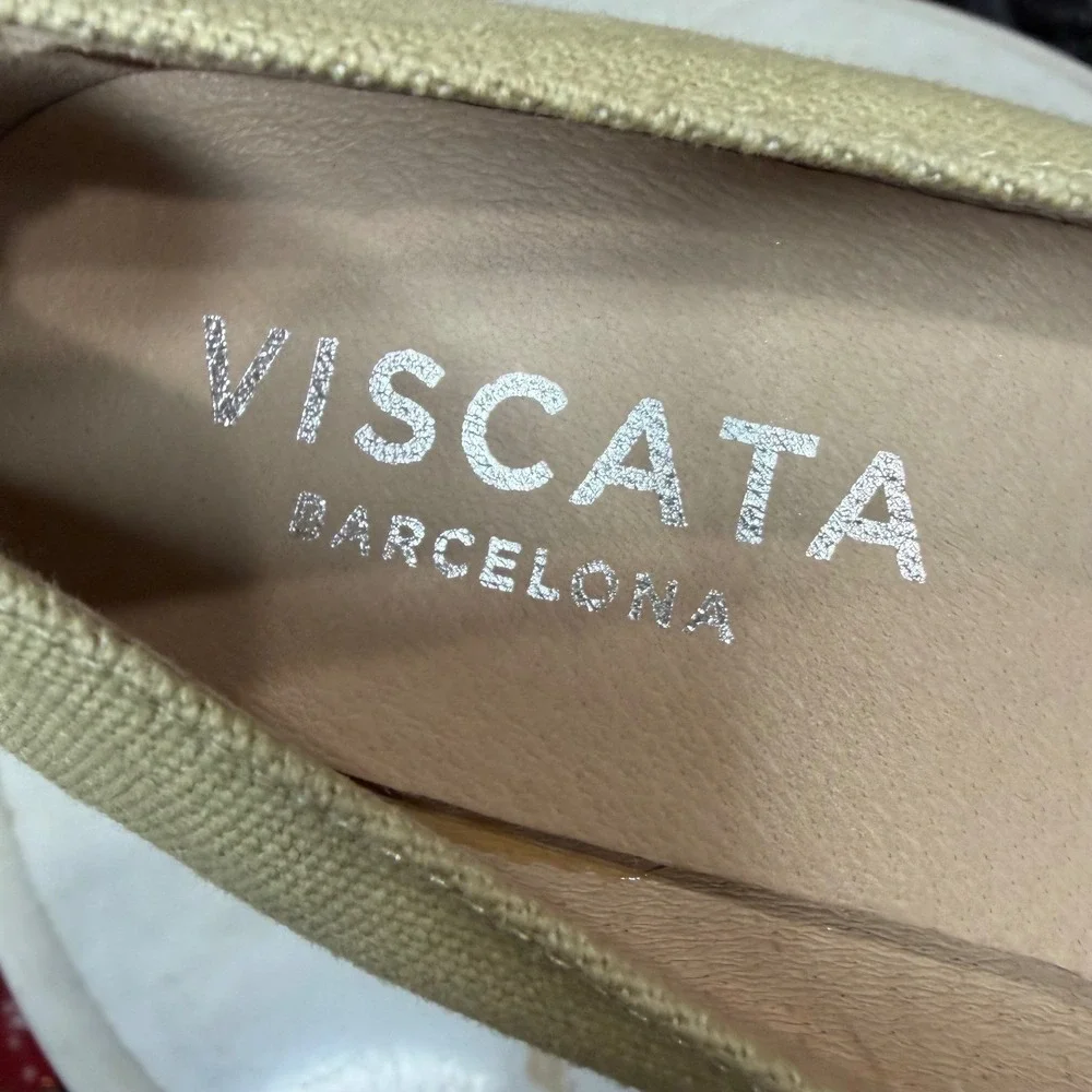 Viscata Barcelona Marquesa Canvas Espadrille Wedge Pump 40 US 9 Beige Echo Spain